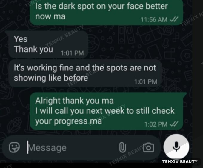 Customer WhatsApp message