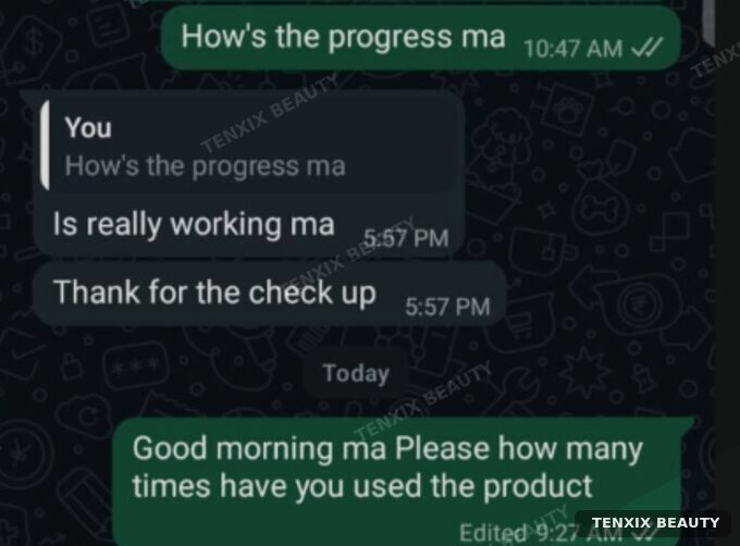 Customer WhatsApp message