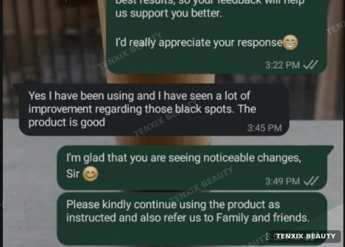 Customer WhatsApp message