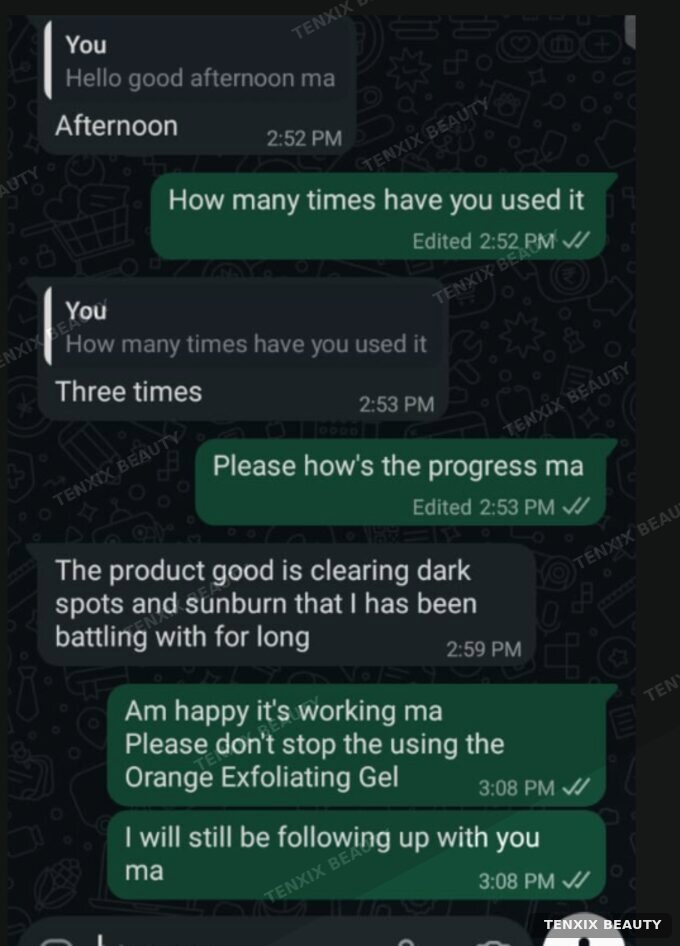 Customer WhatsApp message
