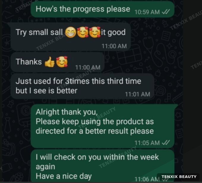 Customer WhatsApp message