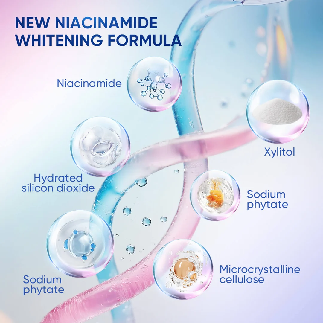 BodyAccel niacinamide whitening formula ingredients: niacinamide, xylitol, hydrated silicon dioxide, sodium phytate and microcrystalline cellulose