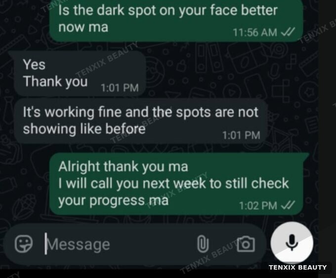 Customer WhatsApp message