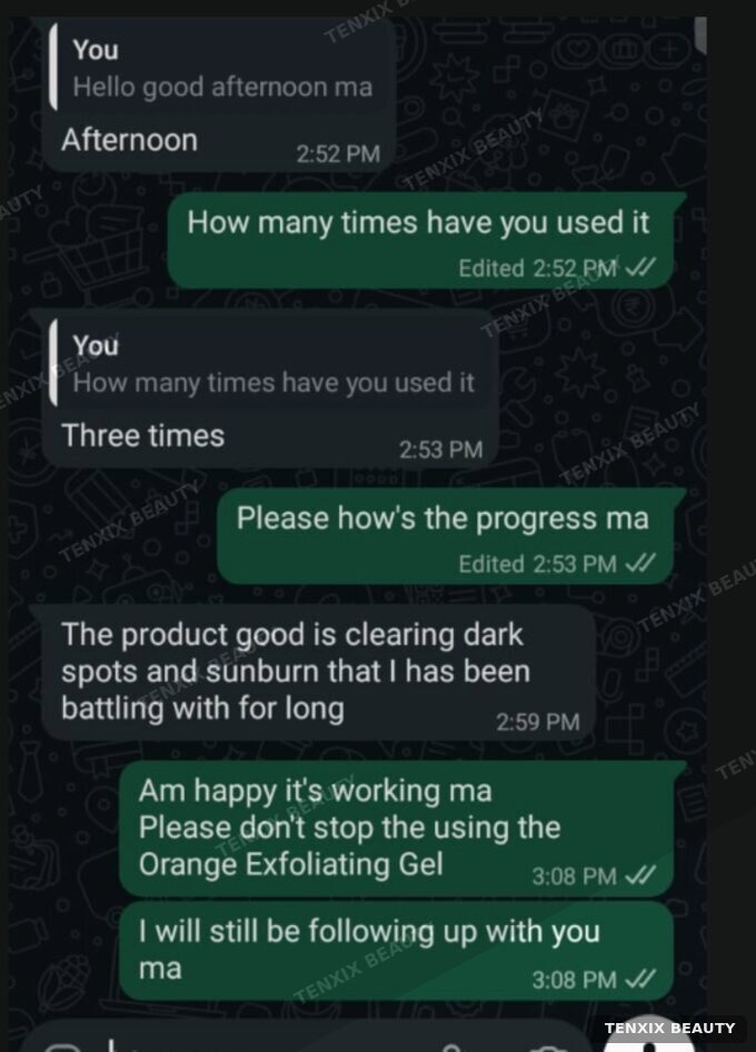 Customer WhatsApp message