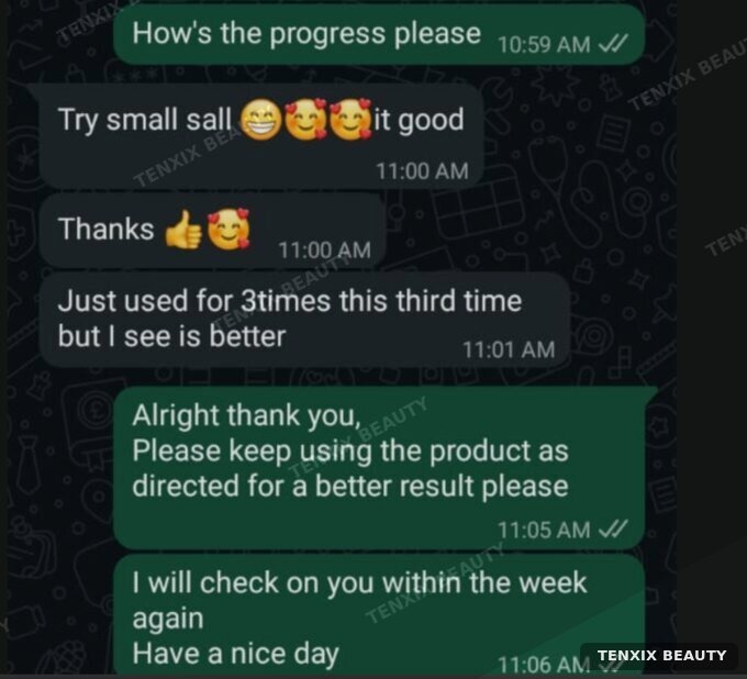 Customer WhatsApp message